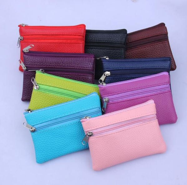 

120pcs women pu brief short min coin purses 10colors, Red;black