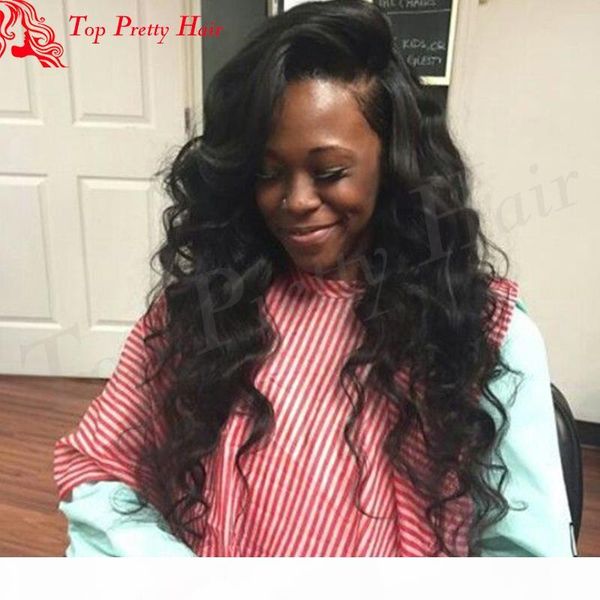 

glueless lace wig human hair bangs lace front wigs baby hair with side fringe for black women, Black;brown