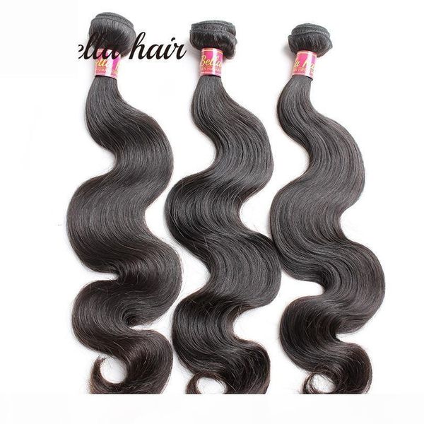 

3pcs lot 8-30inch indian hair unprocessed natural color hair weft wavy body wave human hair weaves, Black