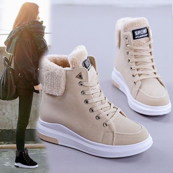 

lihuamao мода женщин короткие сапоги меховой подкладке тепло мотоцикл работа вскользь ботинки повелительницы ботинки снега зимой платформы, Black