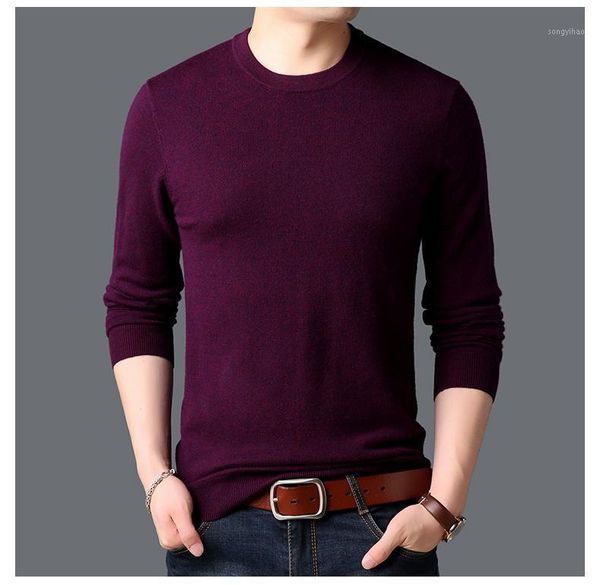 

autumn and winter pure woolen sweater men's round neck sweater thin solid color knitted bottoming shirt korean fashion, White;black