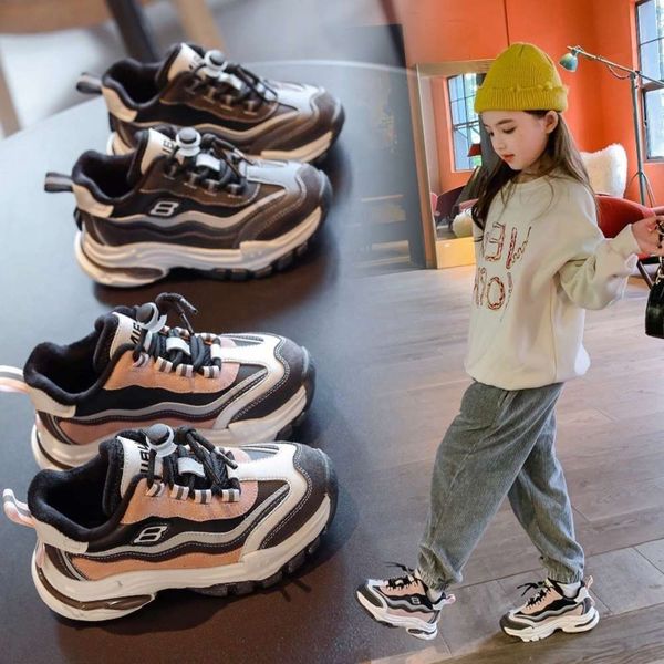 

winter children's korean sports new plush girls' 2020 casual boys' light daddy sho fashion, Black