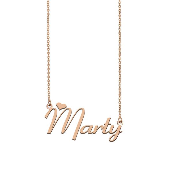 

marty name necklace pendant custom personalized for women girls children friends mothers gifts 18k gold plated stainless steel, Silver