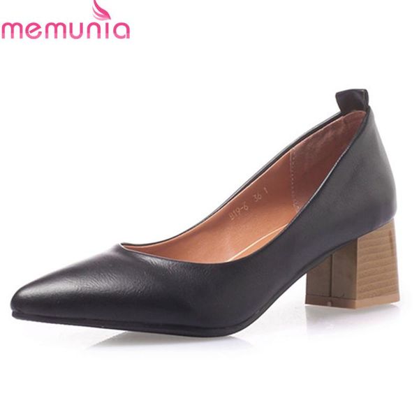 

dress shoes memunia 2021 spring summer women pumps pointed toe square high heels shallow ladies office big size 33-46, Black