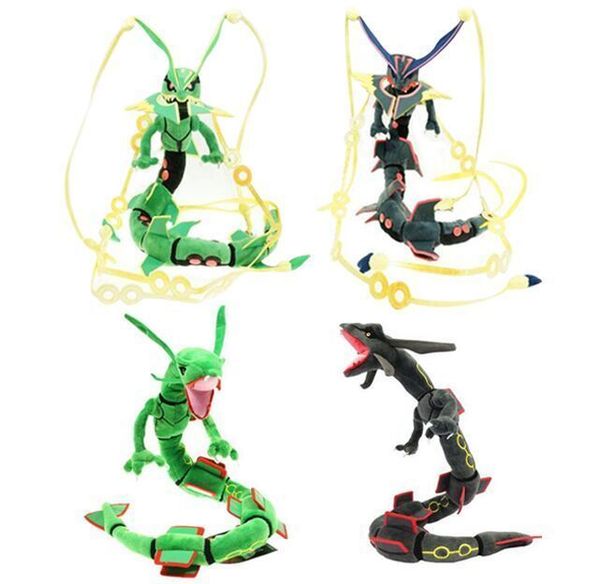 

80cm mega rayquaza black rayquaza animal plush peluche doll with skeleton soft stuffed toy christmas gift for children y200703