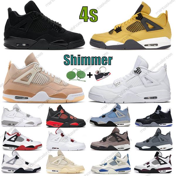 

2022 mens basketball 4s shoes metallic red thunder shimmer white oreo motorsports royalty alternate rasta neon green glow men women trainers