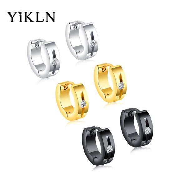 

charm yikln brand punk black/silver/gold color stainless steel women men hoop earrings charms fashion jewelry brincos yoge419, Golden