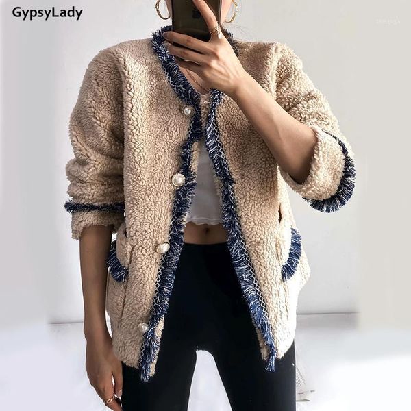 

gypsylady thick teddy bear jacket coat sherpa casual chic loose women coat faux fur pocket outerwear autumn winter streetwear1, Black;brown