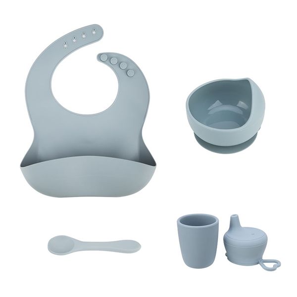 

baby silicone bib feeding set baby bowl spoon cup silicone bpa-waterproof portable tableware for children lj201221