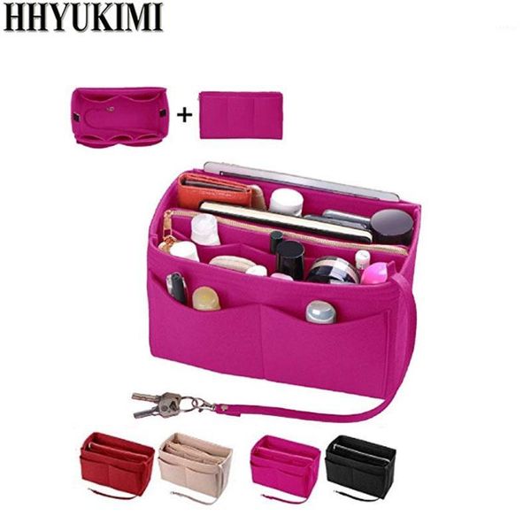 

make up organizer insert bag for handbag, felt bag with zipper, travel inner purse, fit cosmetic bags fit various handbags1