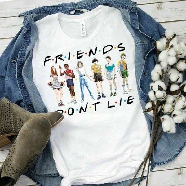 

sport simple stranger things letter print plus size t shirt short sleeve friends dont lie printing tee summer women men t-shirt