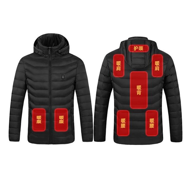 

winter men's heating jacket usb motorcycle pad smart heated jacket power button, Black;brown