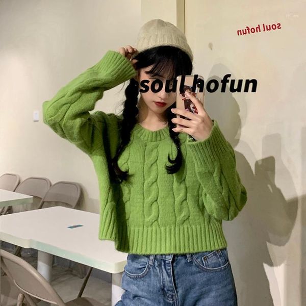 

3 colors 2019 autumn and winter clothes womens short design solid color thicking twist knitted sweaters womens sweaters and pullovers1, White;black