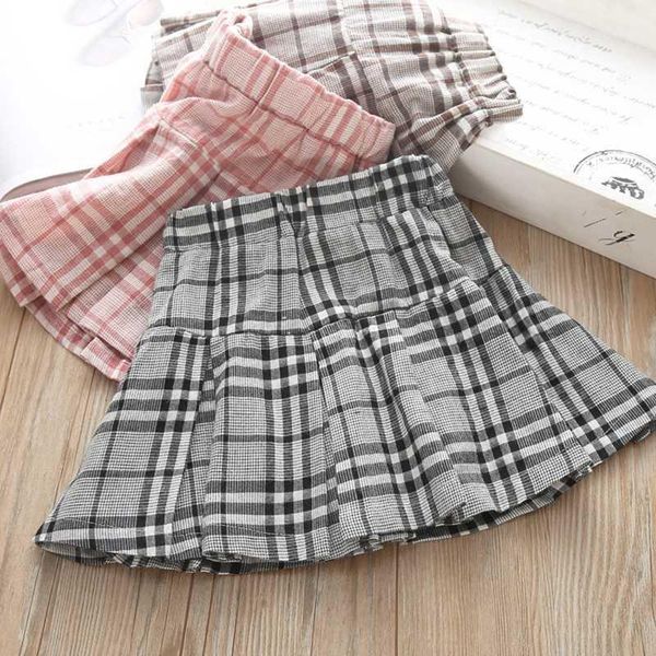 

skirts baby girl clothes stretch classic plaid skirt cute pleated summer kids three colors optional1, Blue