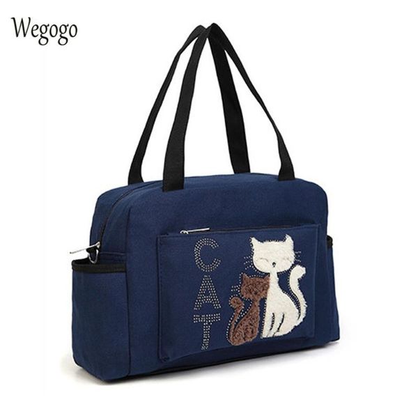

women's shoulder bags female cat printed large capacity canvas handbag casual woman travel bag mummy bag dual-use bolsos mujer