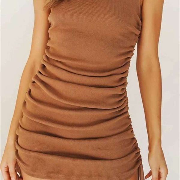 

2020 multi color drawstring lace summer up knit dress sleeveless skirt, Black;gray