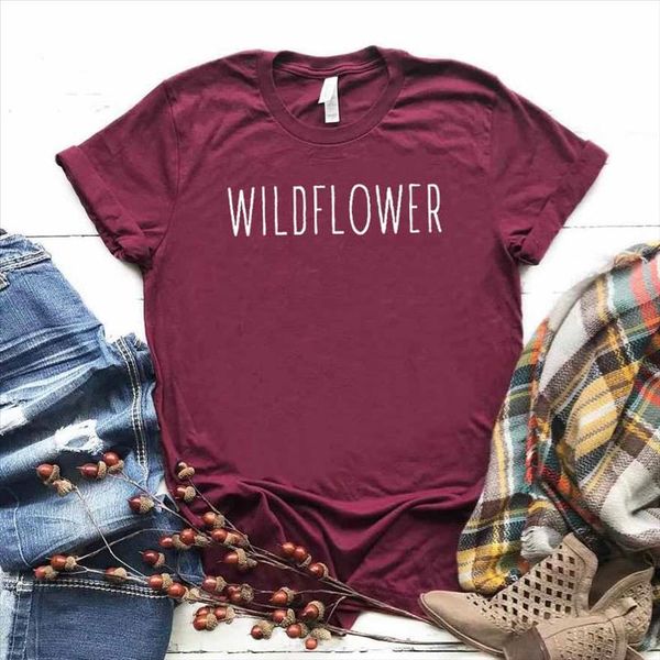 

wildflower print women tshirt cotton casual t shirt gift for lady yong girl tee 6 color drop ship s 828, White