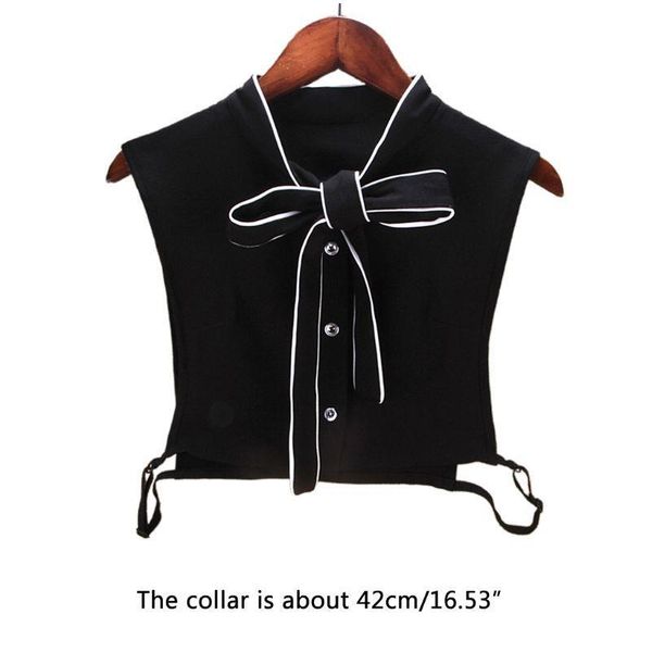 

female white edge ribbon bow tie fake collar button down detachable half-shirt fema jllayg, Blue;red