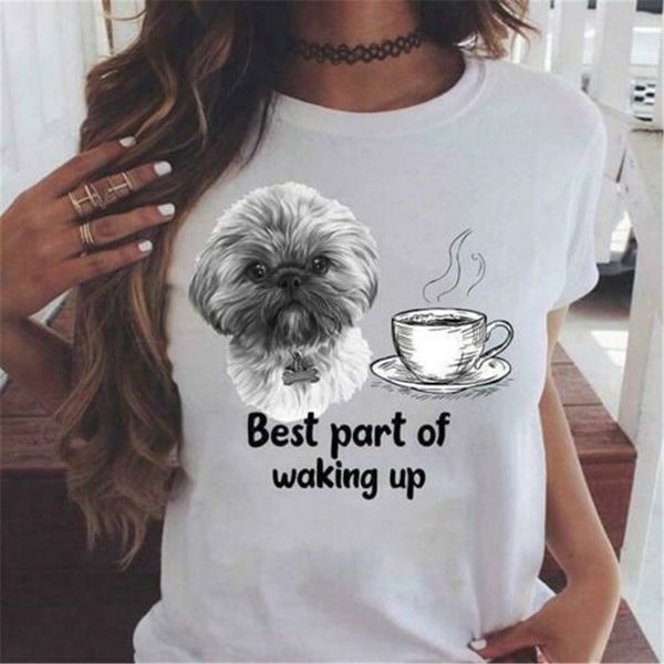 

ши-тцу кофе лучшей часть проснувшись дамы white повседневной печать модельеры балахон футболки толстовки