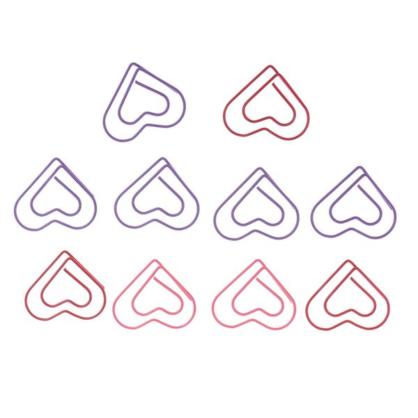 

30 pieces multicolored paper clips heart shaped non-skid smooth finish paperclip