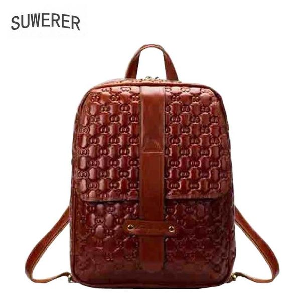 

suwerer new genuine leather backpack women luxury backpack women bags designer bags female fashion embossed bag