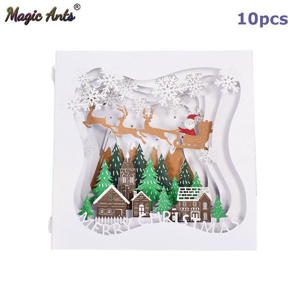 

10 pack 3d christmas card holiday -up new year cards merry xmas greeting cards wholesale supplier