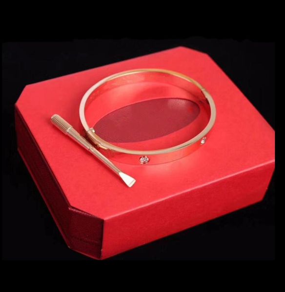 

love bracelets 316l tititanium bangle classic bangles for lover fashion turnbuckle bracelet wristband wedding rose gold thanksgiving day jew, Black