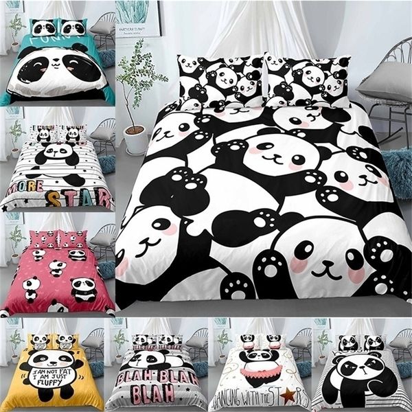 Panda 3D Komfortabdeckungen Bettwäsche Sets Quilt Duvet Cover Kissenbezug Home Textiles Schlafzimmer Bett Set 201210