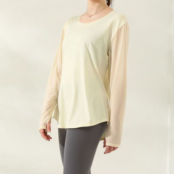 

i back mesh long sleeve dry fit women blouse loose transparent fitness sport shirt seamless ladies yoga jacket, White;red