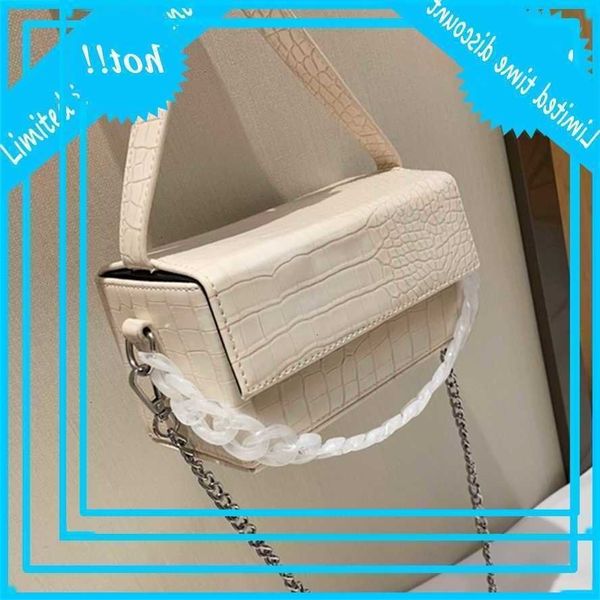 

new crocodile pattern messenger box shape shoulder bags modified chains women's handbag simple fashion bag