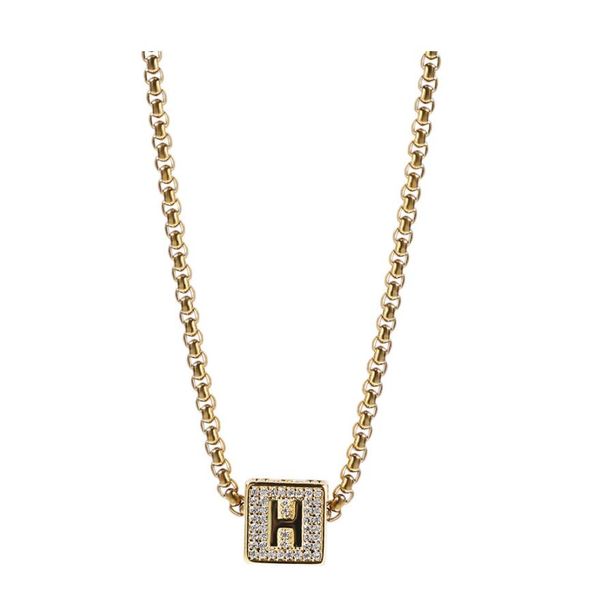 

gold plated english letter cube pendant vintage collar chain necklace for women men couple friends gift fashion jewelry, Silver