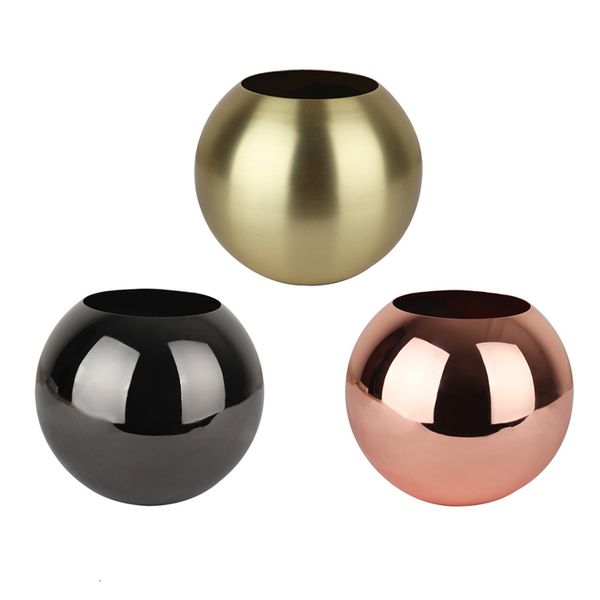 

living room stainless steel unbreakable metal vase golden black polished flowerpot home flower decor