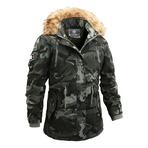 

fashion long ski coat belts fur hooded quilted jacket men