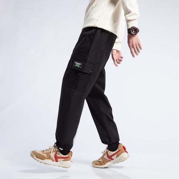 

2021 new spring loose cargo pants men summer casual trousers men's fashion overalls joggers sweatpants pockets harem s-5xl black1, Black