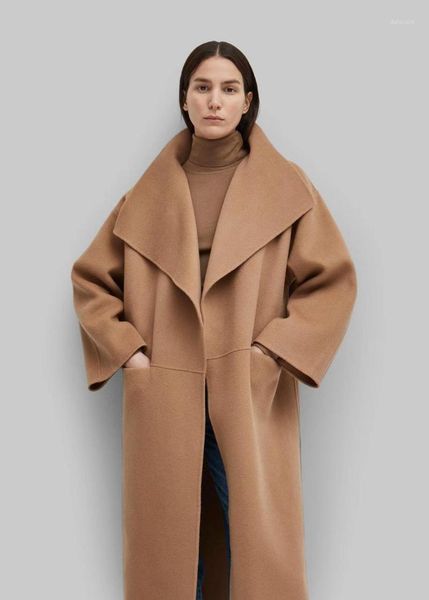 

toteme wool long lapel warm and elegant woolen coat1, Black