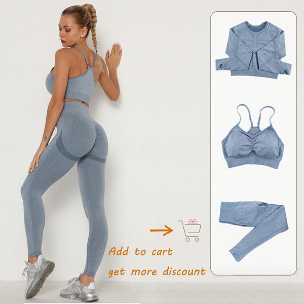 

yoga outfits flowomen set for women seamless sports suit soild hip lift fitness high waist workout clothes tracksuit, White;red
