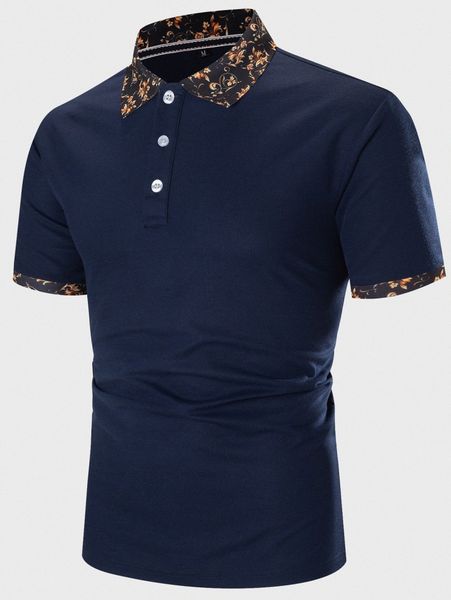

men contrast baroque print collar polo shirt q4zf#, White;black