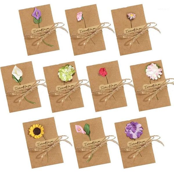 

greeting cards dried flowers cards, 50pcs handmade vintage kraft blank note card thank notes for birthday party invitat1