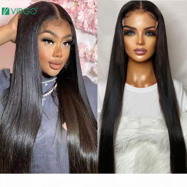 

straight lace front human hair wigs for black women 13x6 hd transparent lace wig brazilian remy 4x4 closure wigs, Black;brown