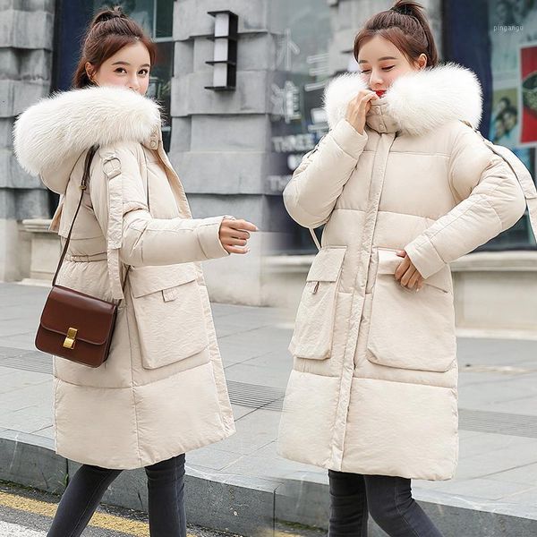 

clothes girls long fund thickening keep warm loose coat will code easy thin heavy seta lead cotton-padded jacket concise tide1, Black