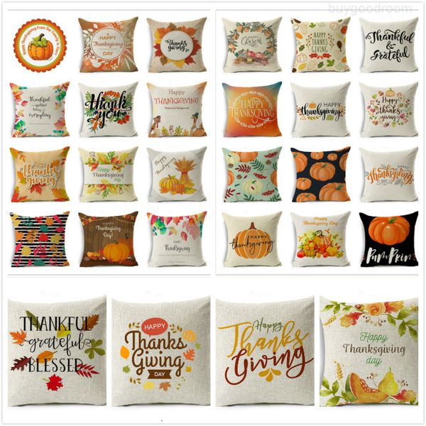 

a variety of styles happy thanksgiving day pillow covers fall decor linen give thanks sofa throw pillow case home car cushion covers 45*45cm