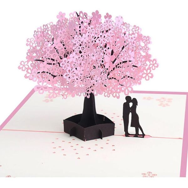 

greeting card romantic up cherry tree holiday paper greeting card festival birthday gift