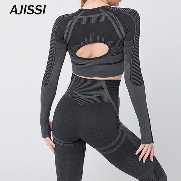 

2pcs seamless set of female yoga clothing fitness workout pant long sleeve crop shirts running gym leggings sports suits1, White;red