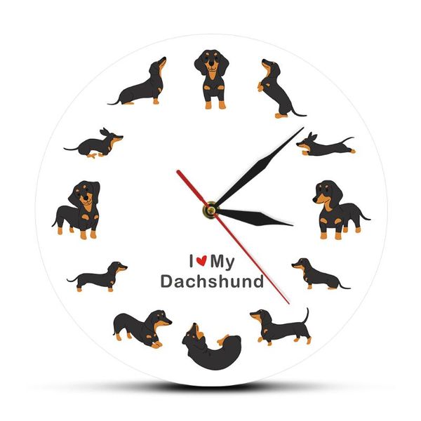 

cartoon cute doxie dachshund wall clock sausage dog breed timepiece i love dachshund pet lovers gift silent decor watch