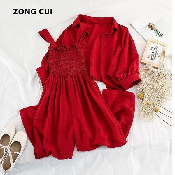 

women casual two pieces set clothing loose short sunscreen jacket + suspending rompers summer female holidays suit 2 piece set, Gray