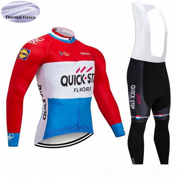 

2020 new quick step team cycling jersey set winter thermal fleece long sleeve bicycle ropa ciclismo cycling clothing sportswear size xs-4xl, Gray