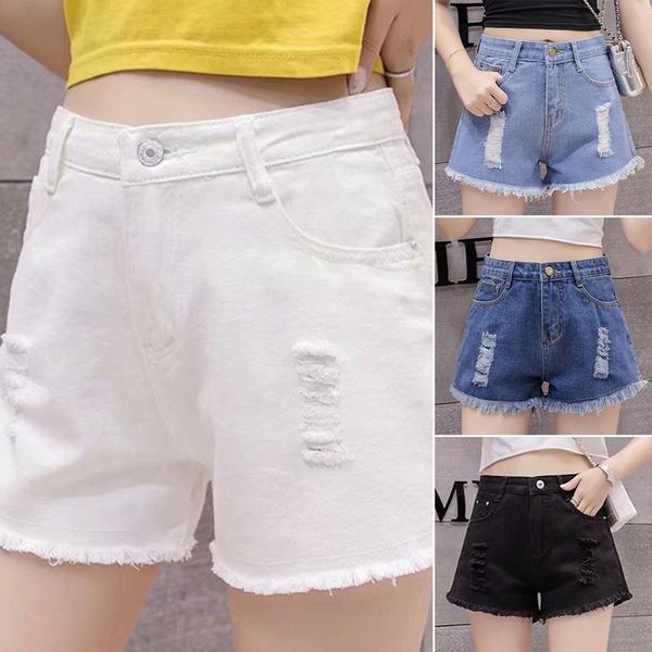 

casual women denim shorts high waist tassel wide leg summer jeans shorts feminino korean style ladies bottom, Blue