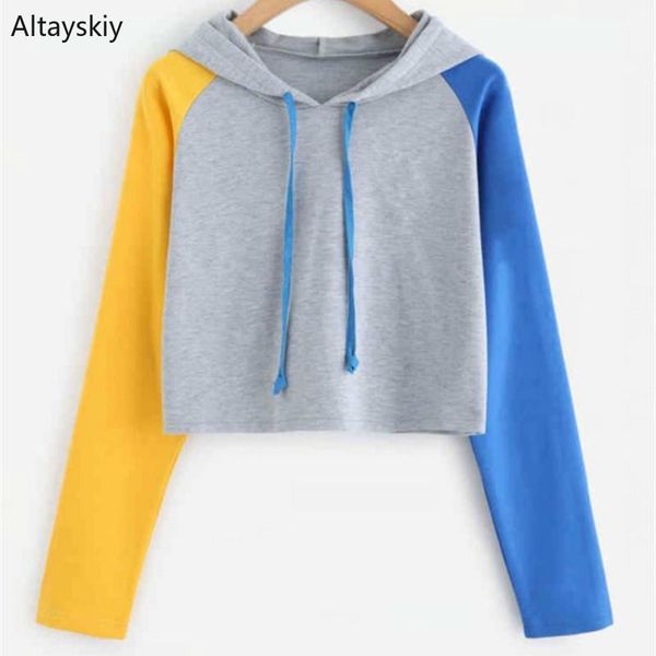 

hoodies women patchwork sweet korean style elegant all-match loose leisure fashion womens clothing long sleeve simple autumn new1, Black
