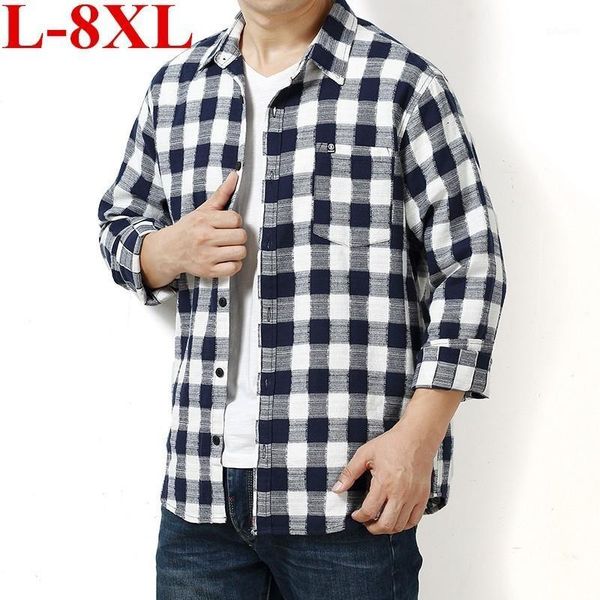 

plus size men's shirt 2018 spring autumn new male long sleeve flannel plaid shirt brand men office style business casual shirts1, White;black