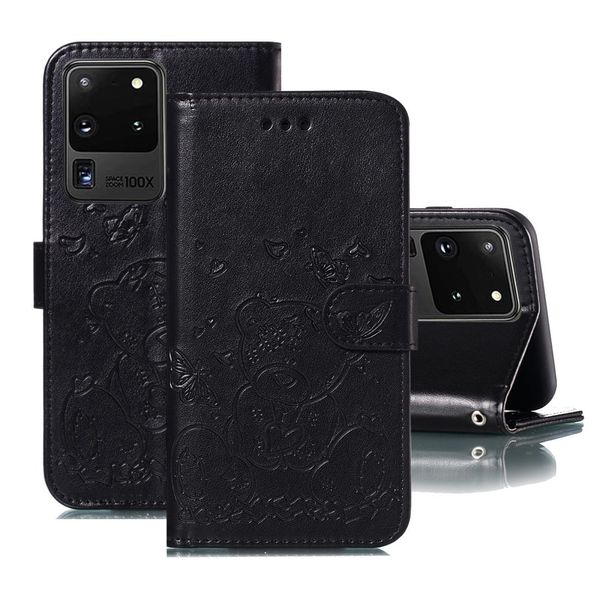 

for samsung galaxy s20 ultra embossed butterfly love bear pattern pu tpu horizontal flip leather case with holder card slots wallet pho